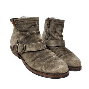 Fiorentini + Baker Eternity 709 Brown Suede Leather Ankle Boots Zip Up Size 37